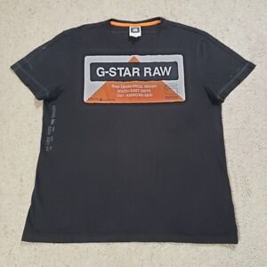 G-Star RAW Men's Black Bar Triangle Logo Graphic Short Sleeve T-Shirt Size XL